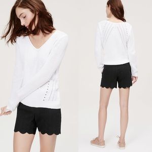 Loft Riviera Black Scalloped Shorts